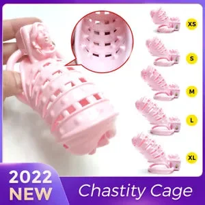 pornhint Pornhint 2022 New Male Pink Spiked Sissy Cage Chastity Devices 3D Printed Cage Ring
