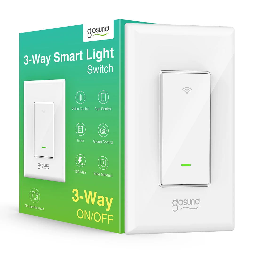 SW6: Gosund 3 Way Switch, On-Off In-Wall, Single Pole Smart Switch works by  voice with Alexa or Google Assistant, by remote with phone app, or  manually, White 3 Way Light Switch, 15A