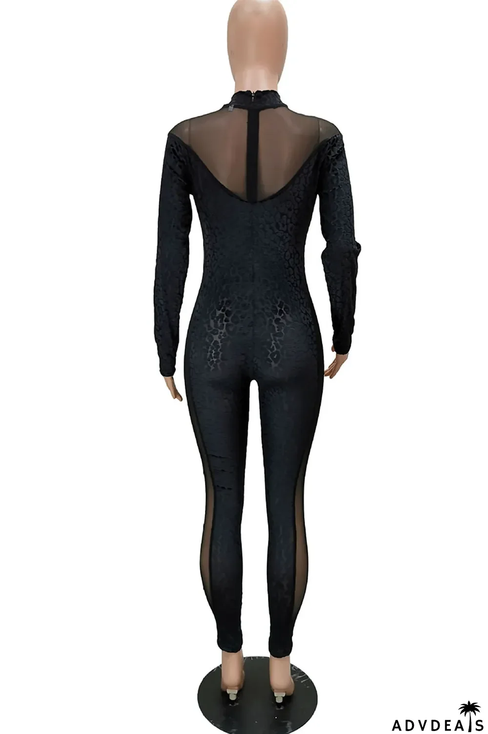 White Casual Print Leopard Split Joint O Neck Regular Jumpsuits