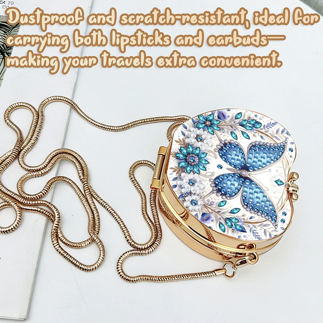 Butterfly C DIY Acrylic Love Diamond Art Painting Card Case Wallet with Chain Small Diamond Painting Crossbody Bag for Adults Women Girls Gift
