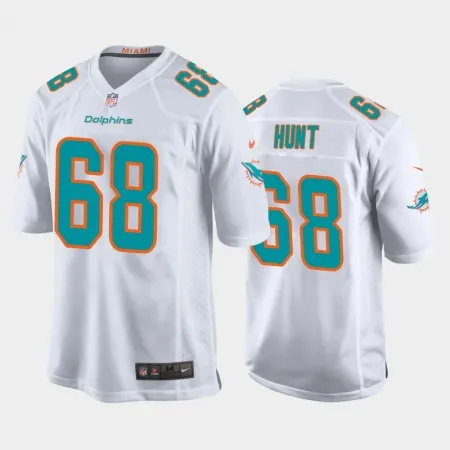 Men's Miami Dolphins #68 Robert Hunt White Stitched Jersey