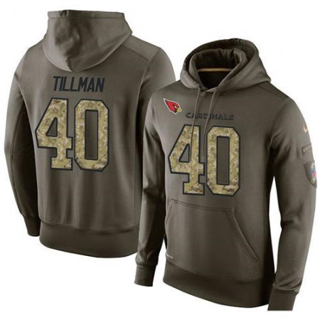 NFL Men's  Arizona Cardinals #40 Pat Tillman Stitched Green Olive Salute To Service KO Performance Hoodie