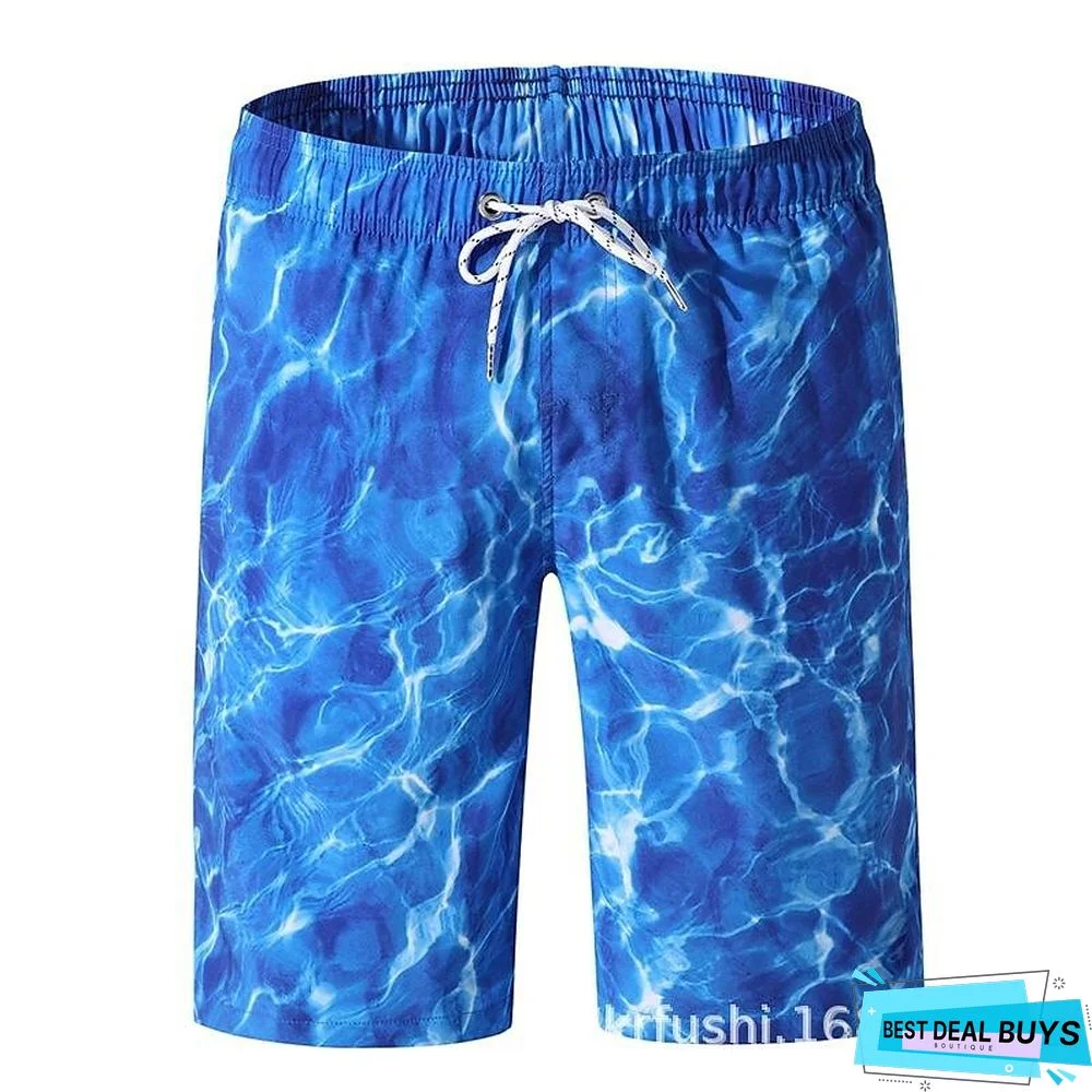 Men's Swim Trunks Swim Shorts Quick Dry Lightweight Board Shorts Bathing Suit with Pockets Mesh Lining Drawstring Swimming Surfing Water Sports Printed Summer