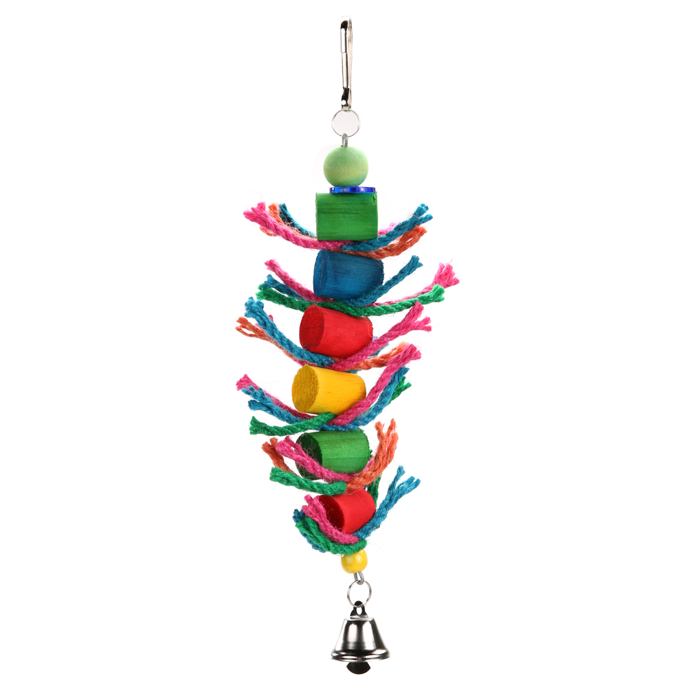 

Wood Hanging Colorful Bird Cage Cylinder and Rope Toy for Parrot Hamster, 501 Original