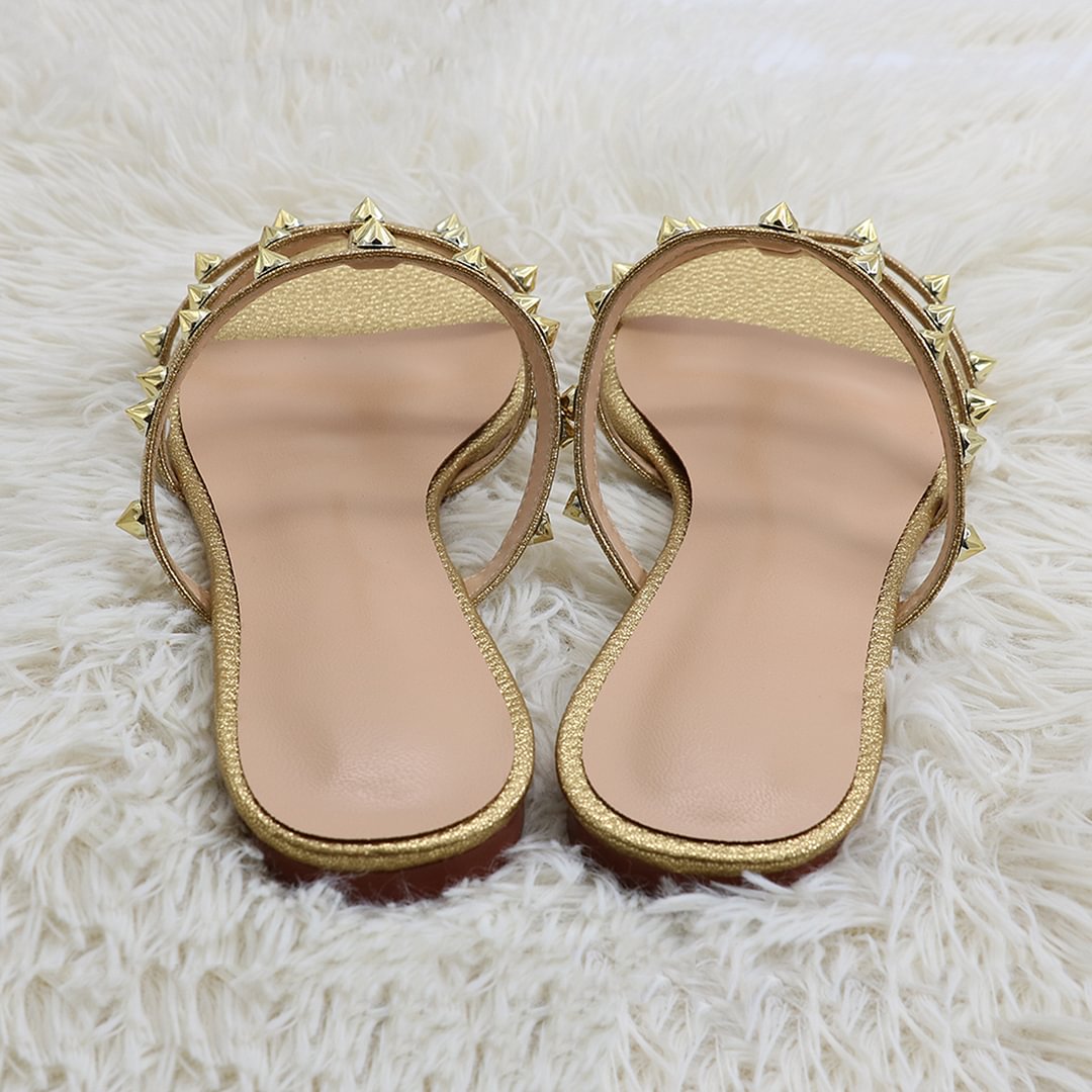 Women's Pointy Rivets Sandals Summer Daily Wear Flats-MERUMOTE