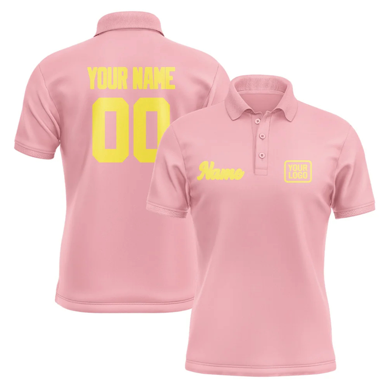Personalized DIY Pink Polo Shirts Customized Name Team Name Logo Number Team Uniforms Loose Darts Bowling Billiards Golf Tops