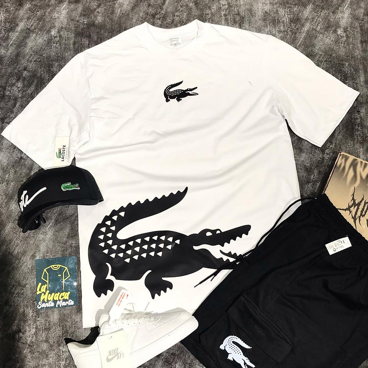 Lacoste Classic Black Logo Print Cotton Short Sleeve T-Shirt