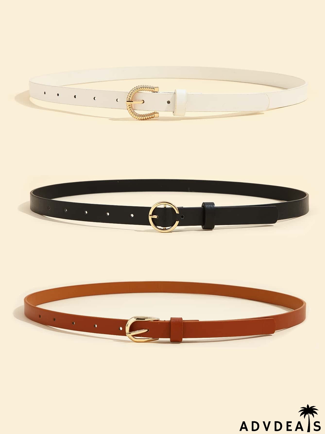3pcs Metal Buckle Belt