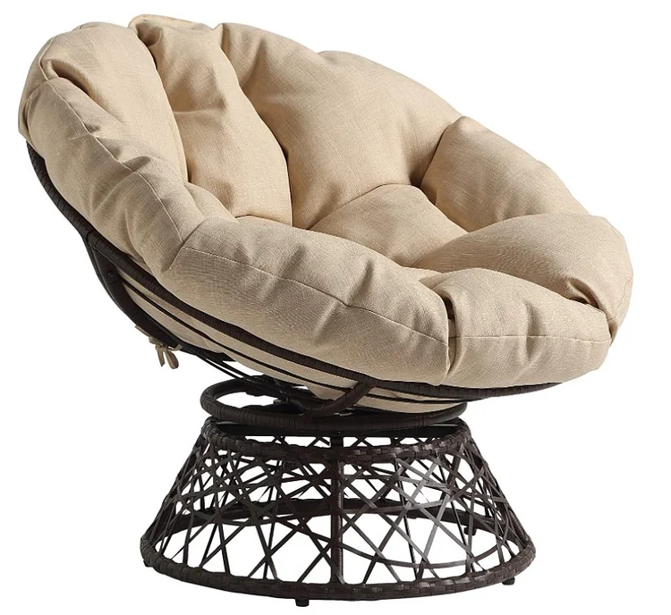 Wicker Papasan Chair with 360-Degree Swivel