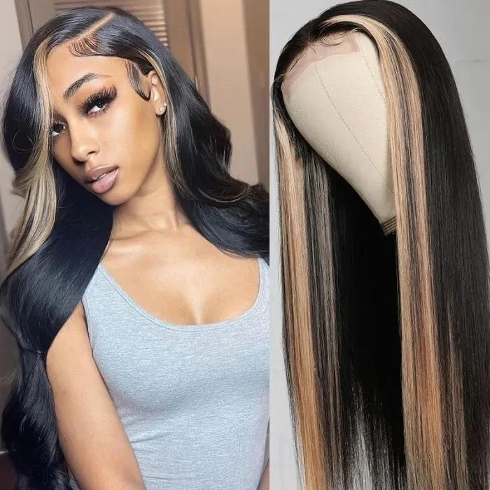 Highlight Ombre TL27 Straight Human Hair Lace Part Wigs