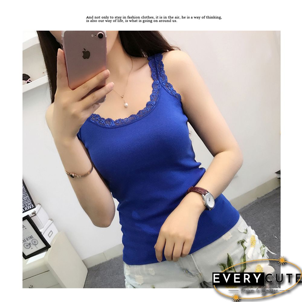 New summer female vest tops in black blue red colors-Women sleeveless tanks top