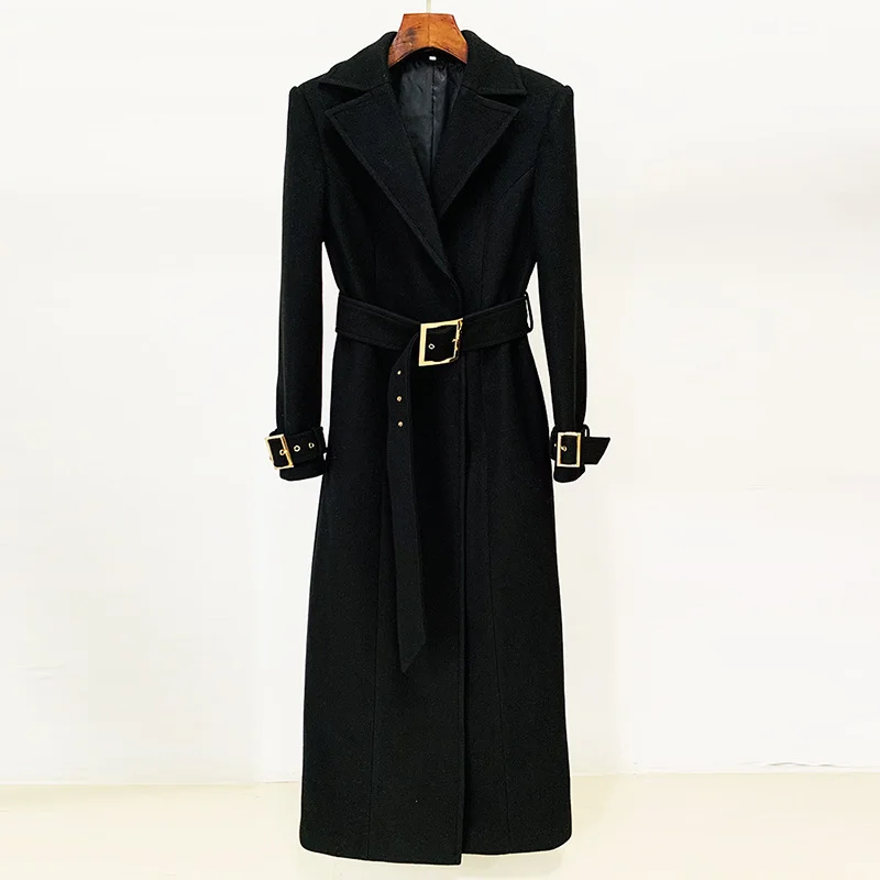 Nigikala Nigikala Autumn And Winter New Star Fashion Simple Belt Plus Long Hair Coat Coat