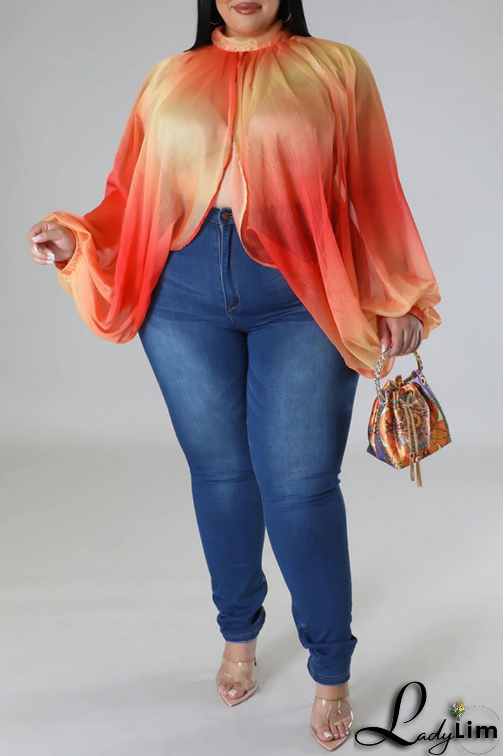 Pink Casual Print Patchwork Turtleneck Plus Size Tops