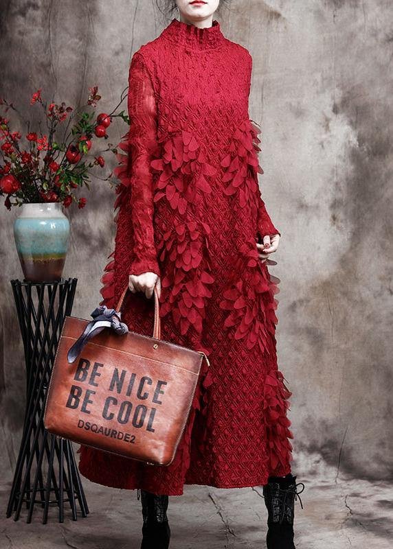 Red Feather  Maxi Dress Plus Size Long Dresses