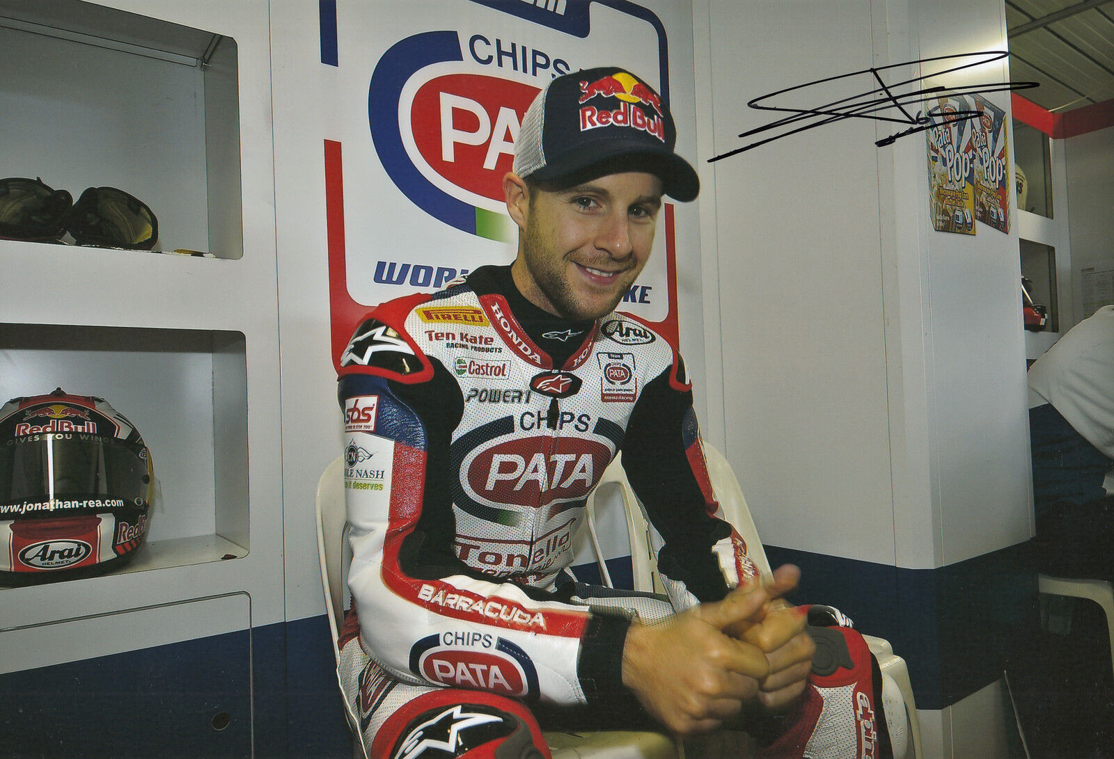 Jonathan Rea Hand Signed Pata Honda 12x8 Photo Poster painting WSBK 1.