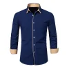  Men's New Casual Color Matching Fashion Long Sleeve Business Shirt