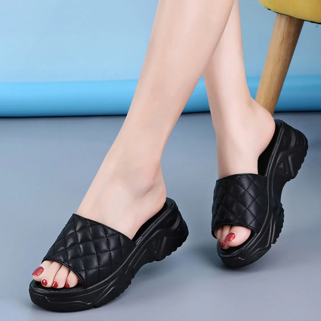 Letclo™ 2021 Summer New Style Casual Buckle Soft Bottom Fish Mouth Platform Slippers letclo Letclo