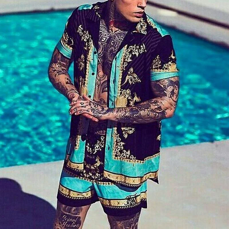 Men's Casual Printed Two Piece Set