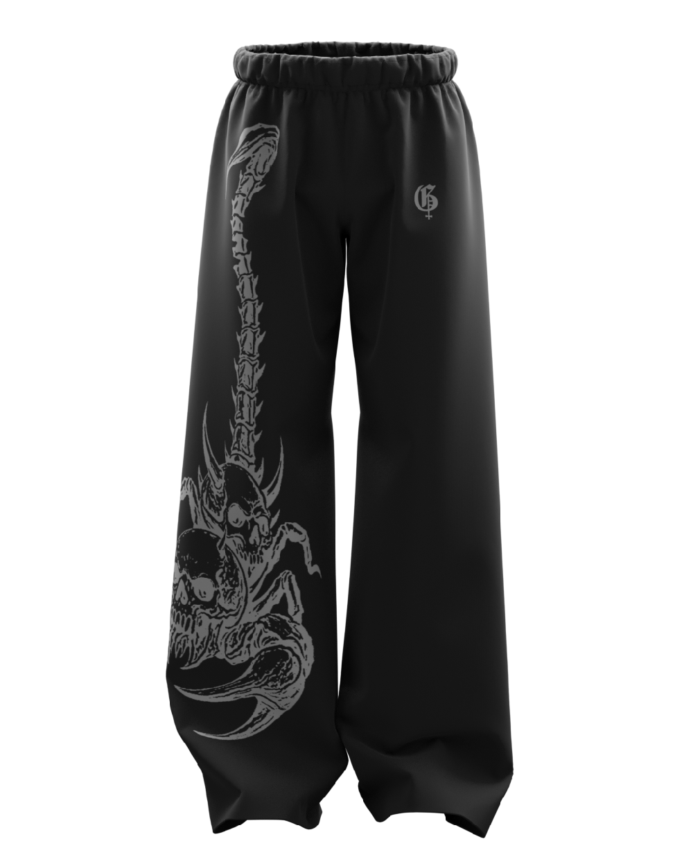 Skullpion Black Unisex Straight Fit Baggy Pants