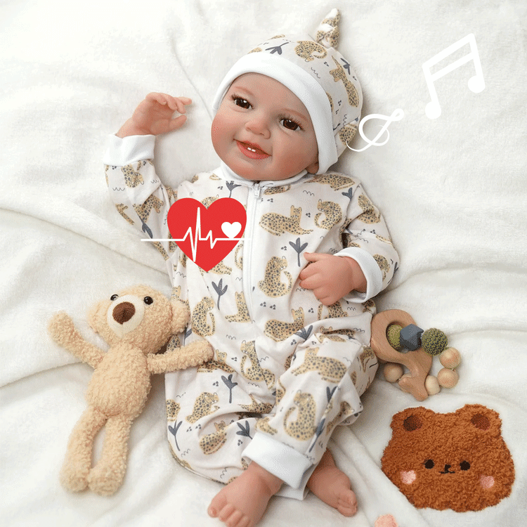 Babeside 20" Awake Reborn Baby Doll Infant Baby Boy Leen with Heartbeat and Coos