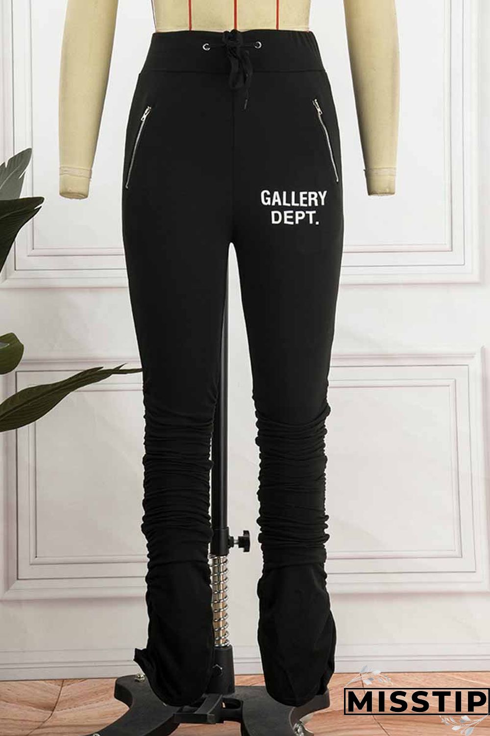 Grey Street Print Letter Mid Waist Bottoms