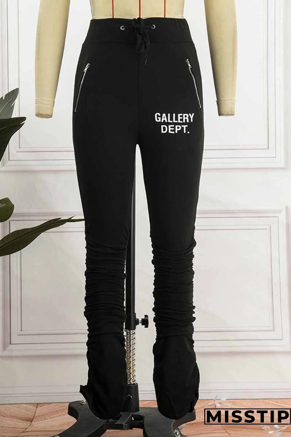 Grey Street Print Letter Mid Waist Bottoms