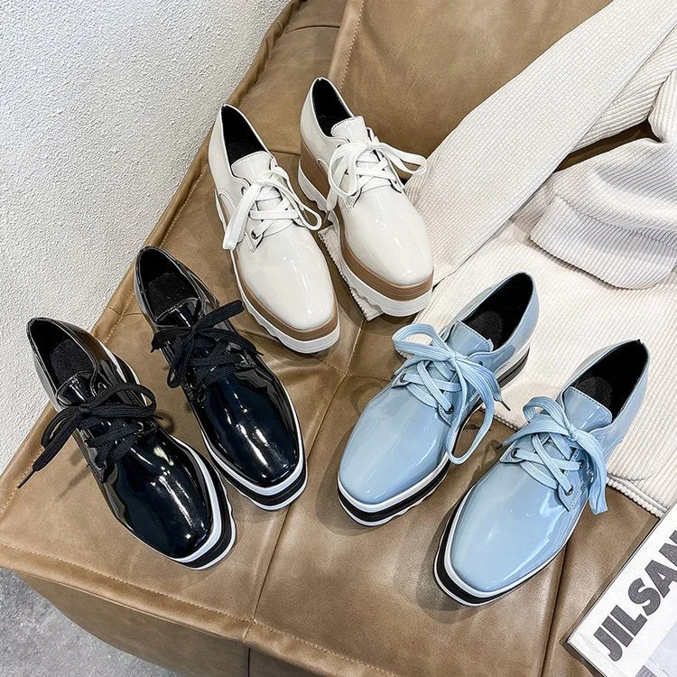  2022 Spring New Women Flat Platform Shoes Slip On Moccains Ladies Casual Shoes Woman Thick Sole Brogue Creepers Sneakers