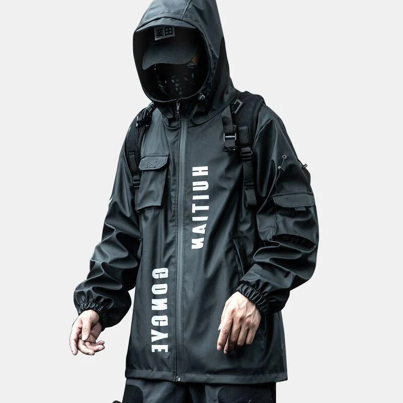 "GONGYE"Letter Hooded Coats