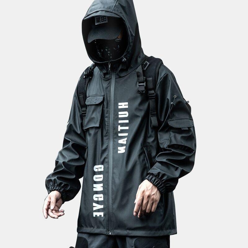 "GONGYE"Letter Hooded Coats