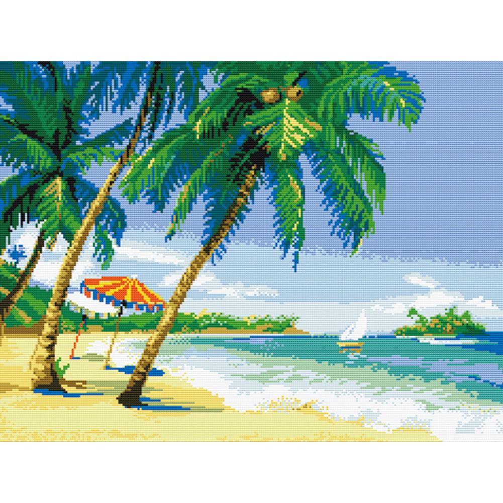 

Seaside Scenery - 11CT Stamped Cross Stitch - 64*50cm, 501 Original