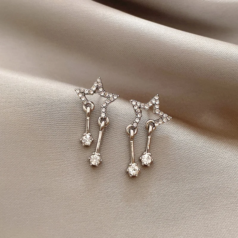 Tassel Star Rhinestone Earrings