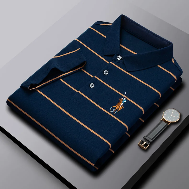 Men's Striped Paul Embroidered High-end POLO Shirt