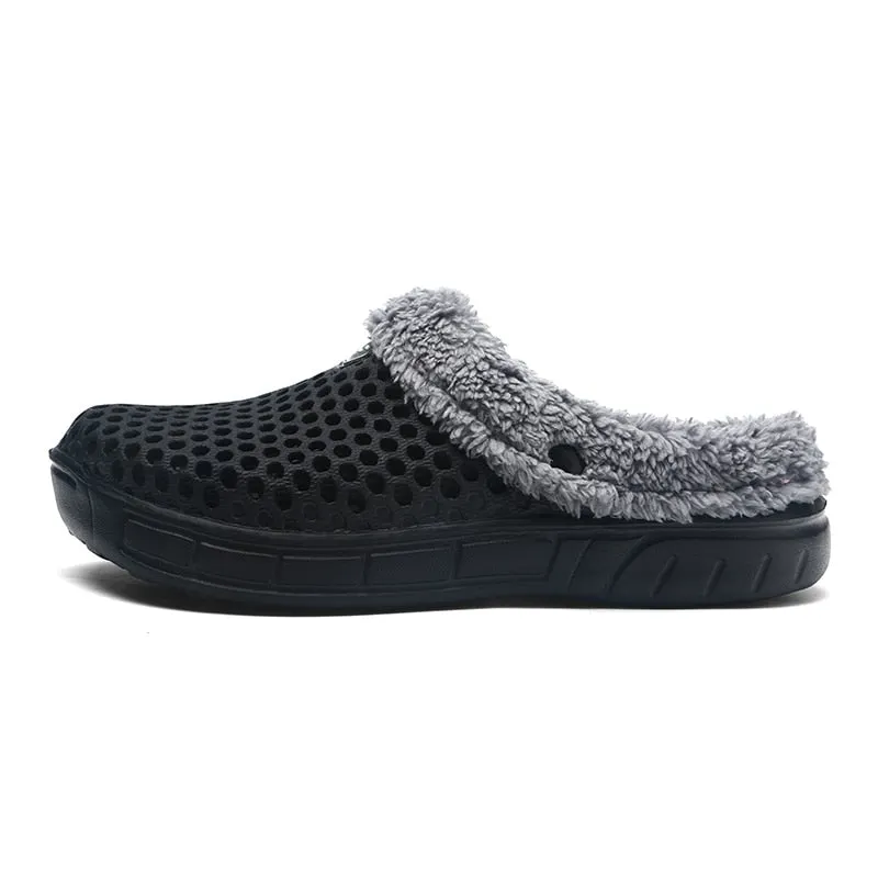Men and Women Winter Slippers Fur Slippers Warm Fuzzy Plush Garden Clogs Mules Slippers Home Indoor Couple House Floor Slippers