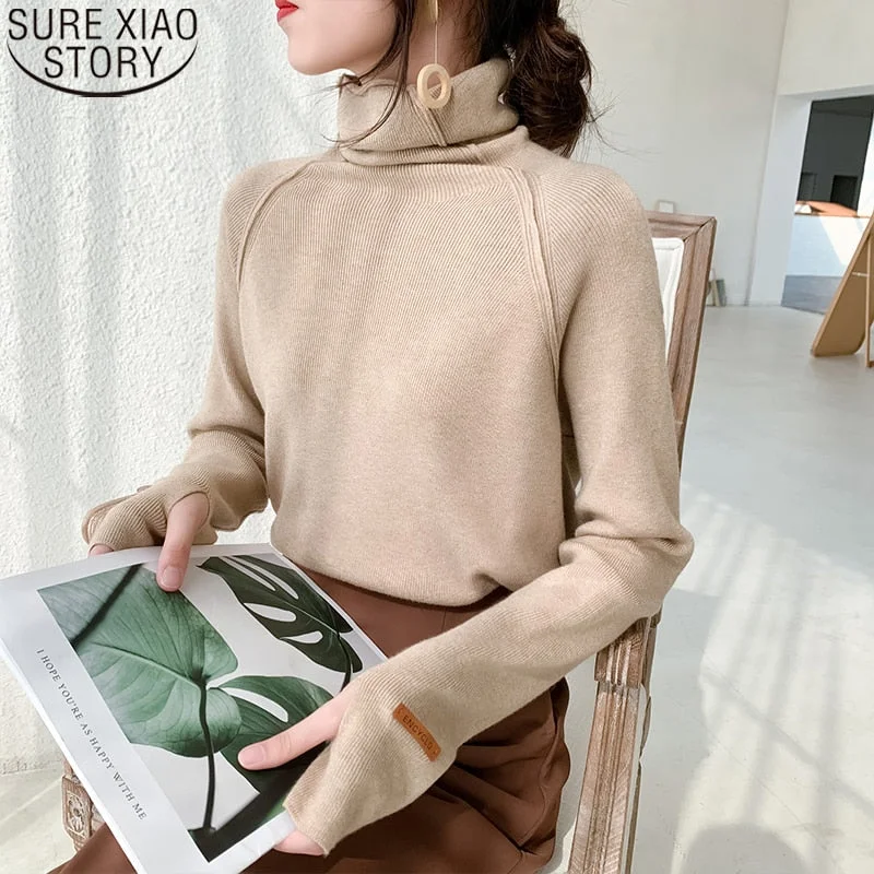 Turtleneck Sweater Women Long Sleeve Loose Sweater Pullover 5 Colors Fashion 2022 New Autumn and Winter Slim Fit Sweater 11259