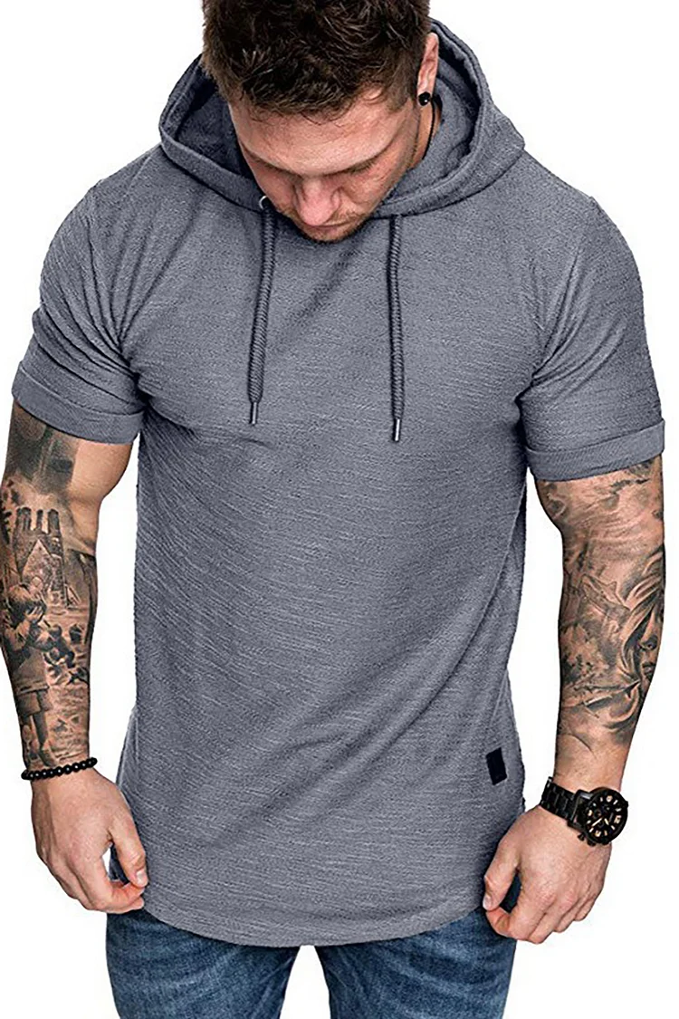 Casual Short Sleeve Slim Fit Hooded T-Shirt