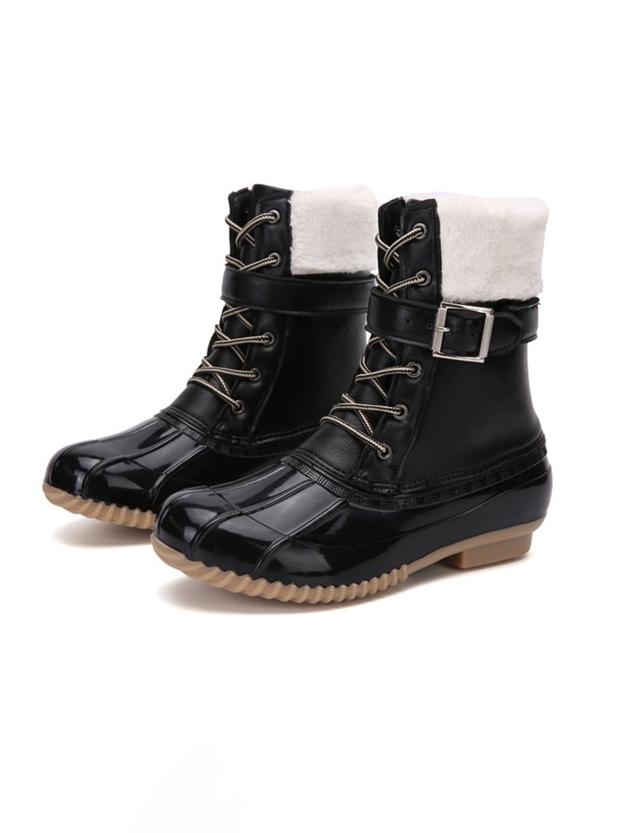 Women's Outdoor Thick Leather Boots Fleece Warm Fashion Shoes