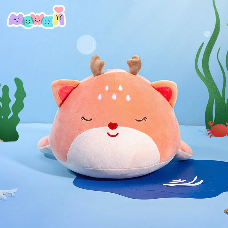 Mewaii® Ocean Series Pink Whale Elk Stuffed Animal Kawaii Plush Pillow Squishy Toy