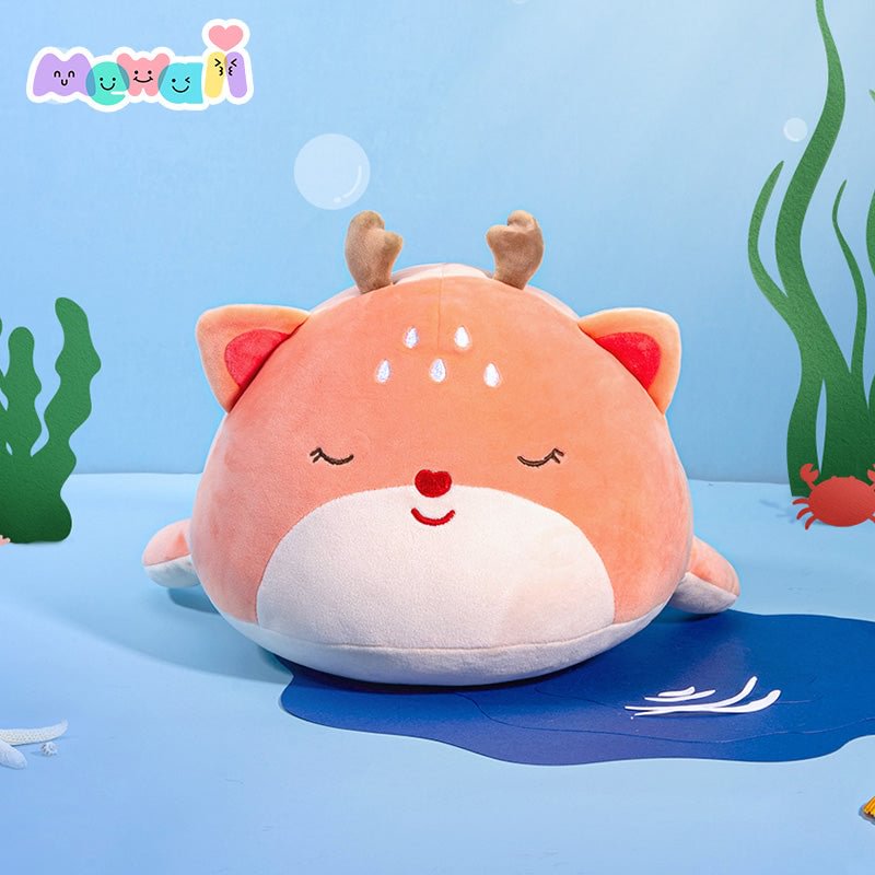 Mewaii® Ocean Series Pink Whale Elk Stuffed Animal Kawaii Plush Pillow Squishy Toy