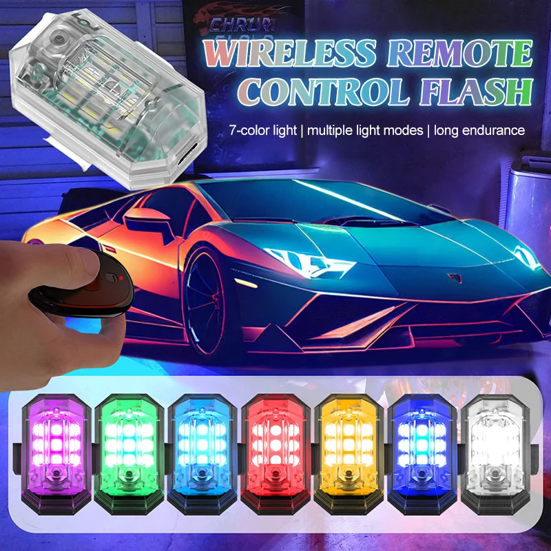 Car Remote Control Flash Light, LED Flashing Light, Wireless LED Flash  Light with High Brightness, 7 Colours LED Aircraft Flash Light and USB