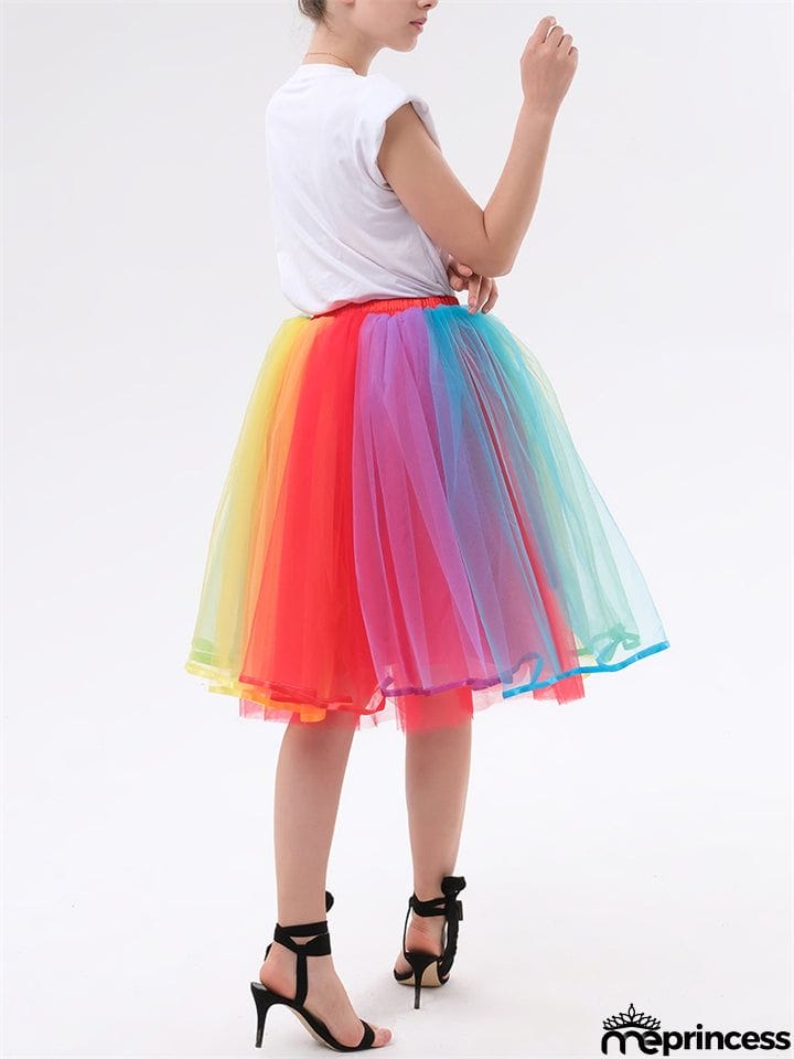 Fashion Christmas Thin Multi-layer Rainbow Puffy Skirt