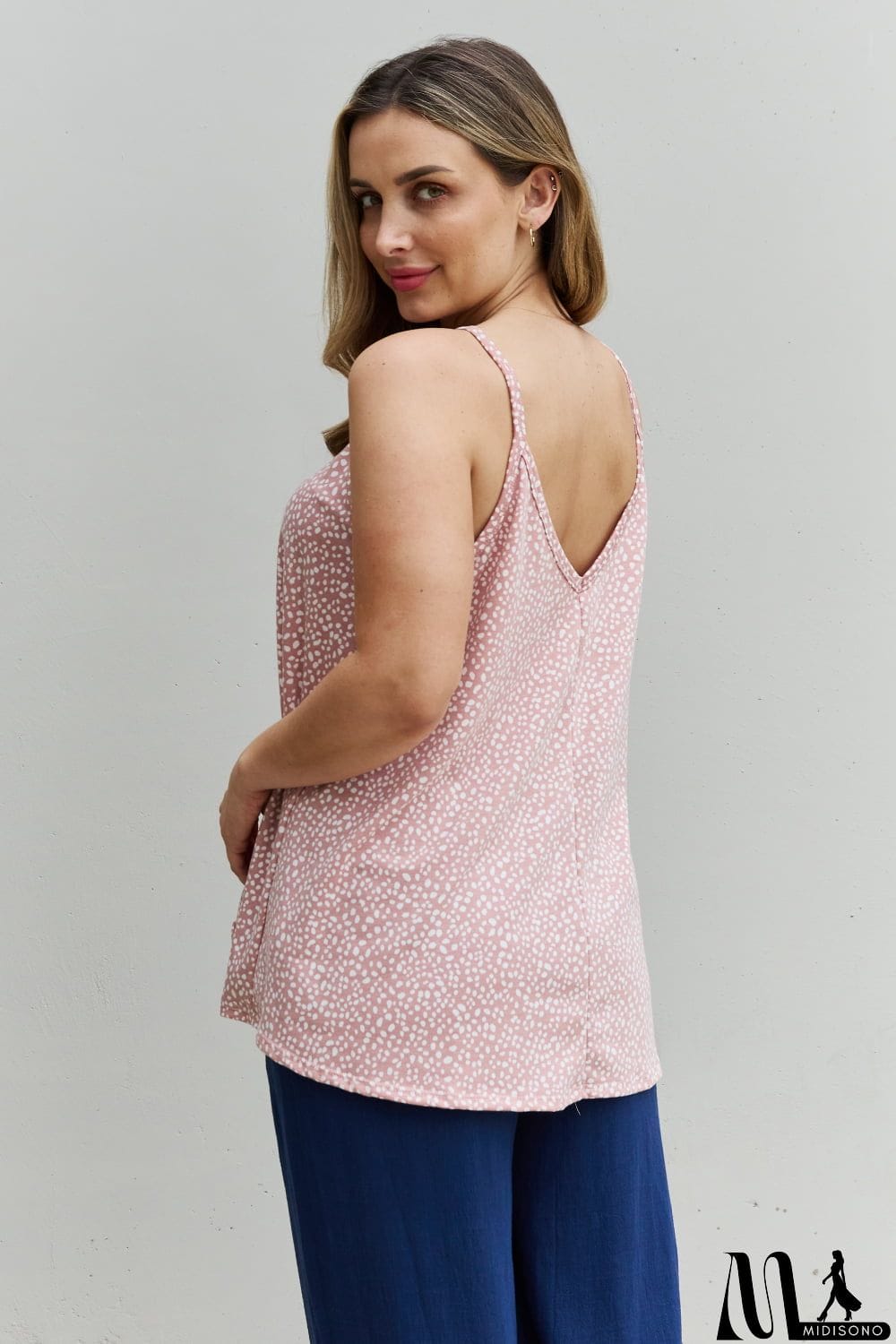 MidiSono - HOPELY High Love Spaghetting Strap V-Neck Top