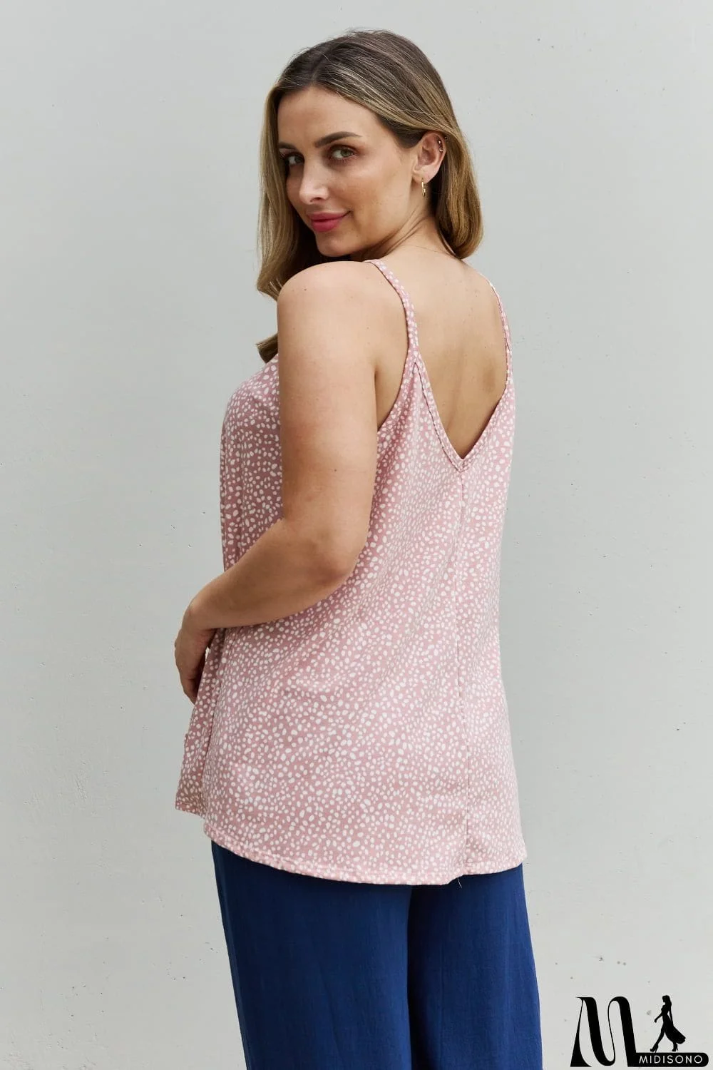 MidiSono - HOPELY High Love Spaghetting Strap V-Neck Top