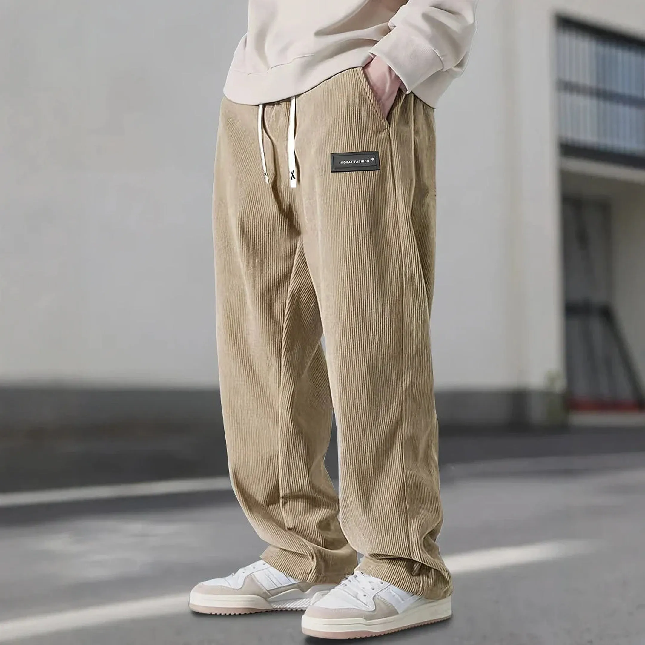 Men's Corduroy Joggers &ndash; Soft Straight-Leg Drawstring Trousers