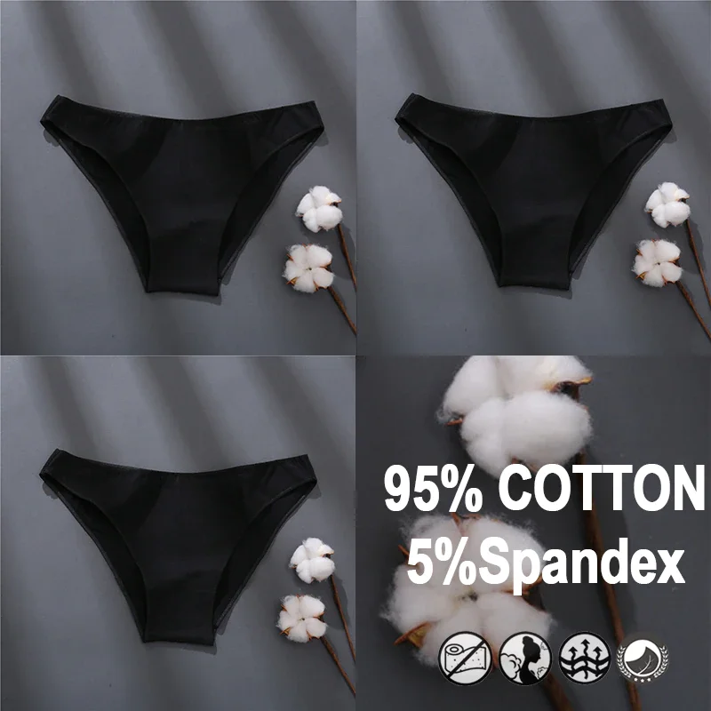 Billionm Women Sexy Cotton Panties Solid Color Underwear Simple Style Briefs Low Waist Breathable Panties Female Soft Intimates Lingerie