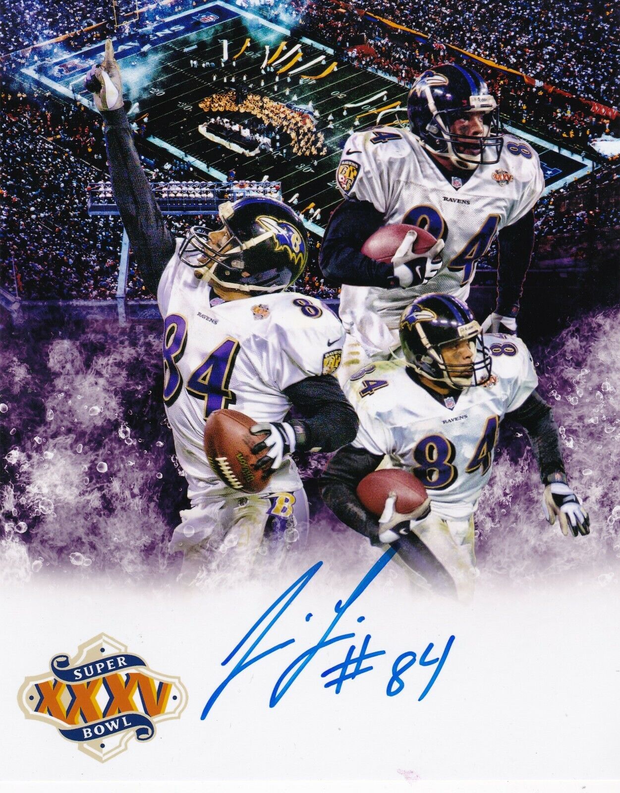 JERMAINE LEWIS BALTIMORE RAVENS ACTION SIGNED 8X10