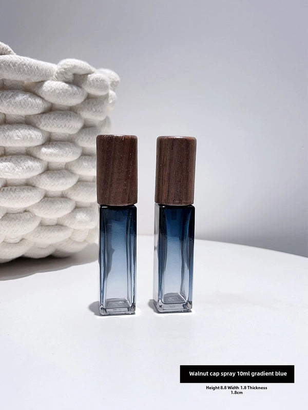 Perfume Sub-bottle High-end Portable 10 Ml Small Sample Bottle Press Bottle Glass Spray Replacement Bottle Wooden Lid Empty Bottle