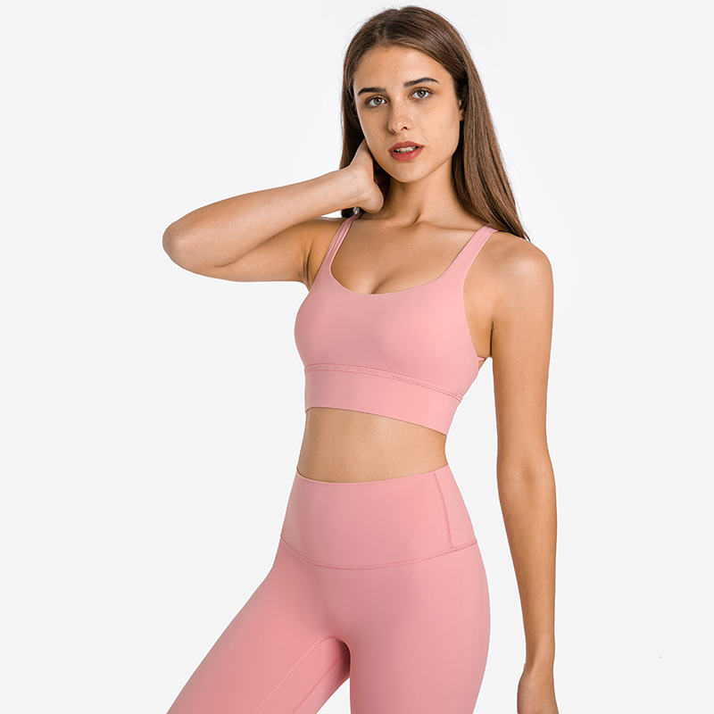 Coral pink Shop criss cross strap tie dye sports bra online at hergymclothing.com