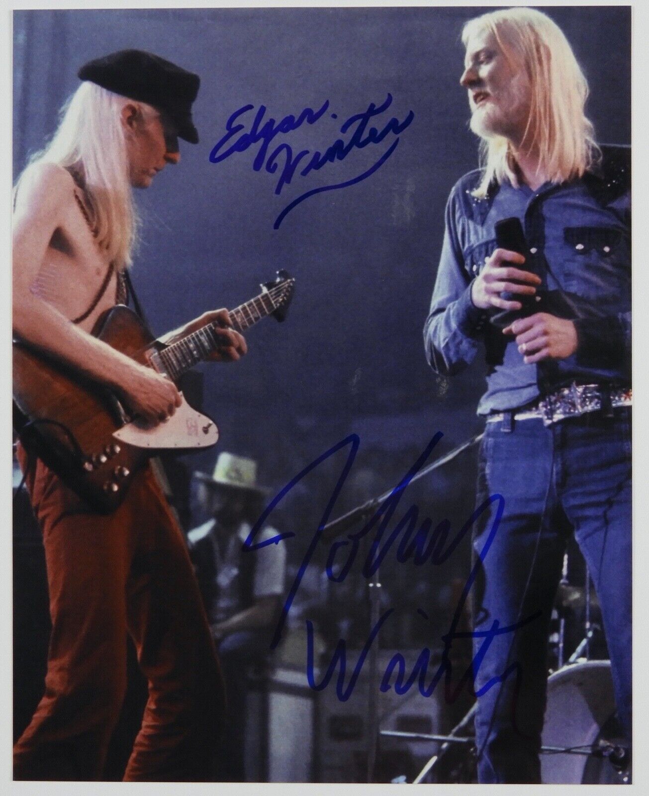 Edgar Winter and Johnny Winter Signed JSA Autograph 8 x 10 Photo Poster painting