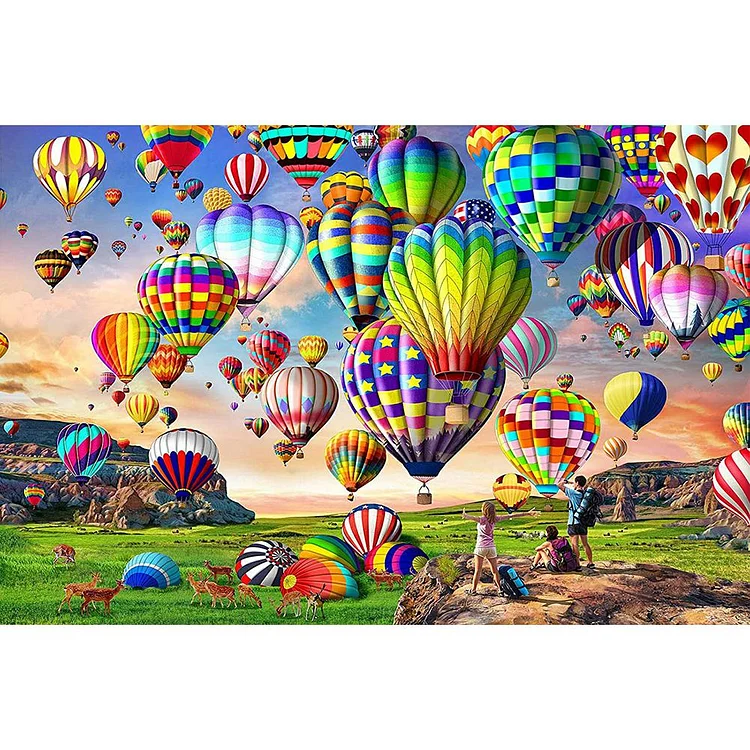 Hot Air Balloon - Full Round Drill Diamond Painting - 60x40cm(Canvas)