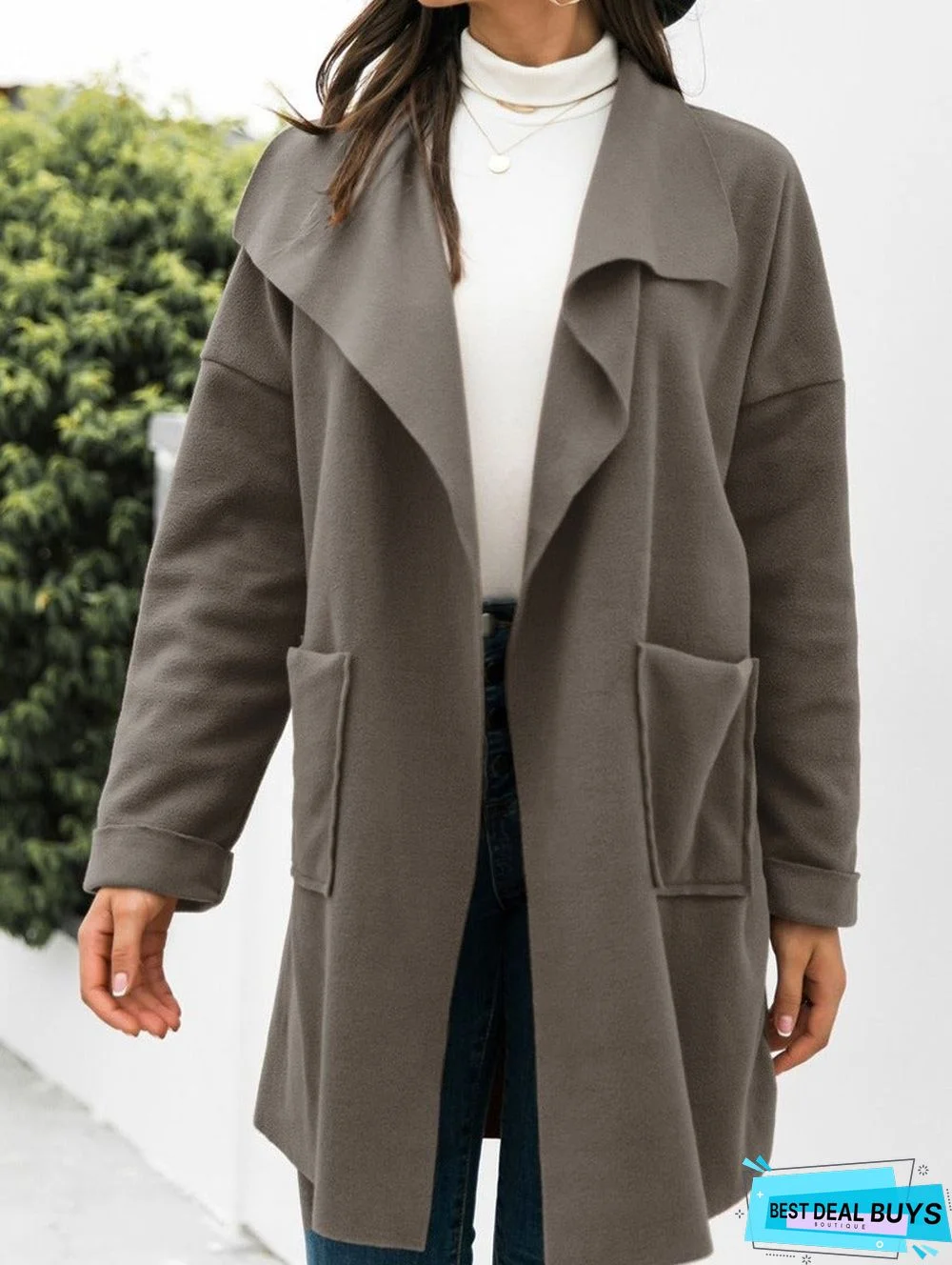 Casual Solid Color Lapel Long Sleeve Coat